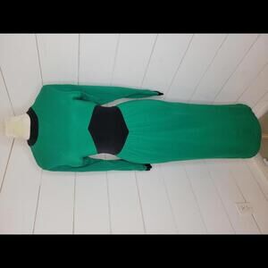 Vintage 80s Kathryn Conover XS green & black maxi dress
